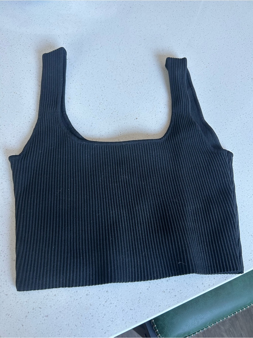 Glassons Black Ribbed Square Crop Tank